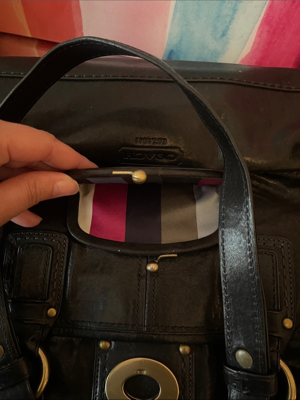 Coach Legacy Leather Lily Satchel in Black with brass hardware - Picture 9 of 11